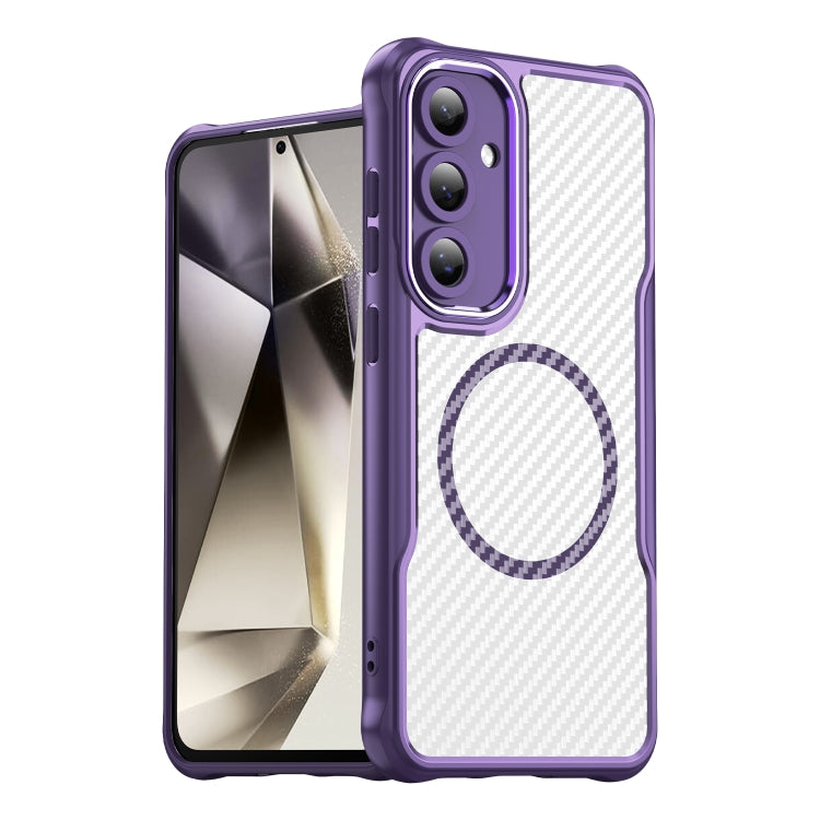 For Samsung Galaxy S24 FE 5G Carbon Fiber Texture MagSafe Translucent Phone Case