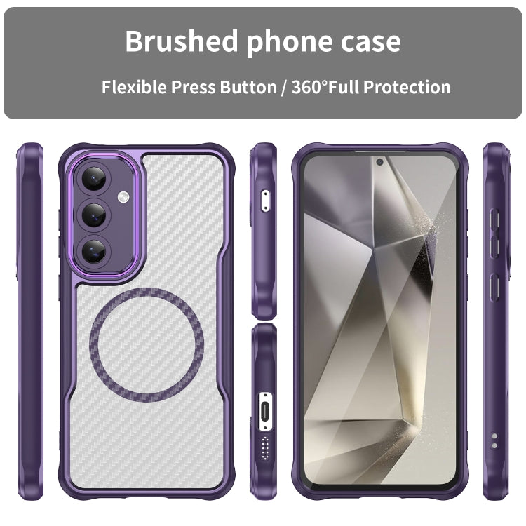 For Samsung Galaxy S24 FE 5G Carbon Fiber Texture MagSafe Translucent Phone Case