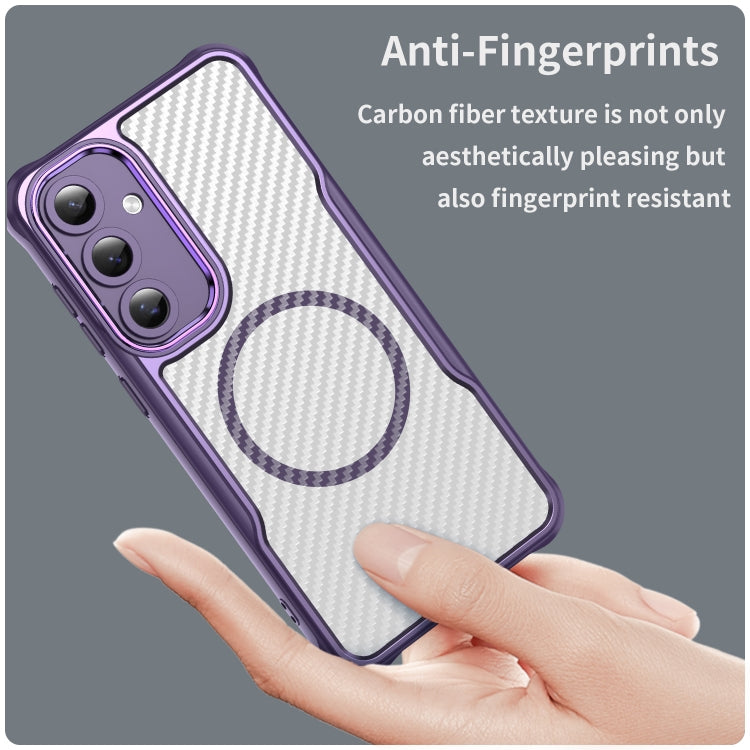 For Samsung Galaxy S24 FE 5G Carbon Fiber Texture MagSafe Translucent Phone Case