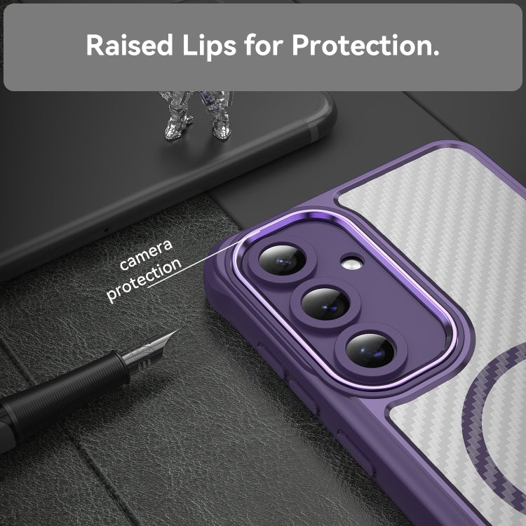 For Samsung Galaxy S24 FE 5G Carbon Fiber Texture MagSafe Translucent Phone Case