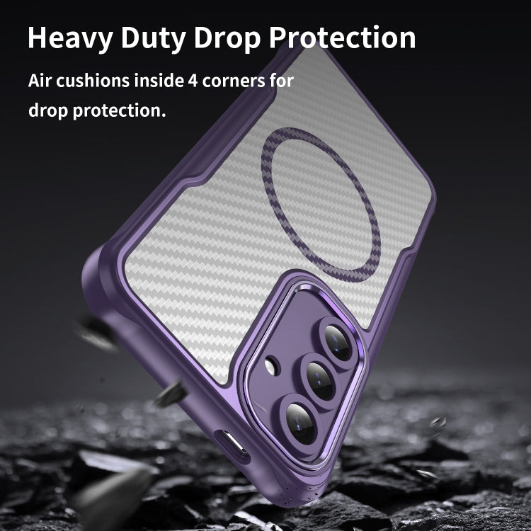 For Samsung Galaxy S24 FE 5G Carbon Fiber Texture MagSafe Translucent Phone Case