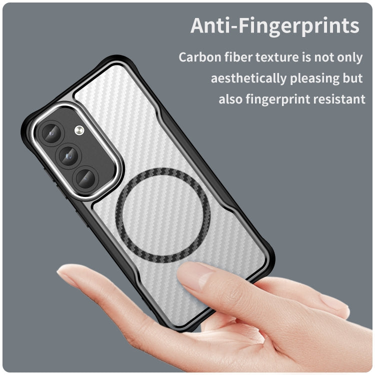 For Samsung Galaxy S25 5G Carbon Fiber Texture MagSafe Translucent Phone Case