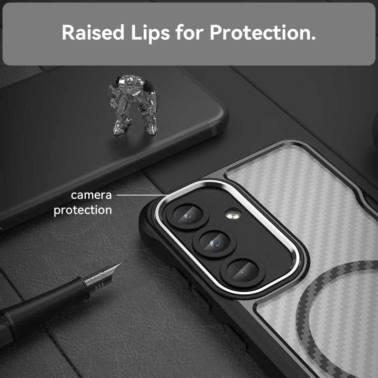 For Samsung Galaxy S25 5G Carbon Fiber Texture MagSafe Translucent Phone Case