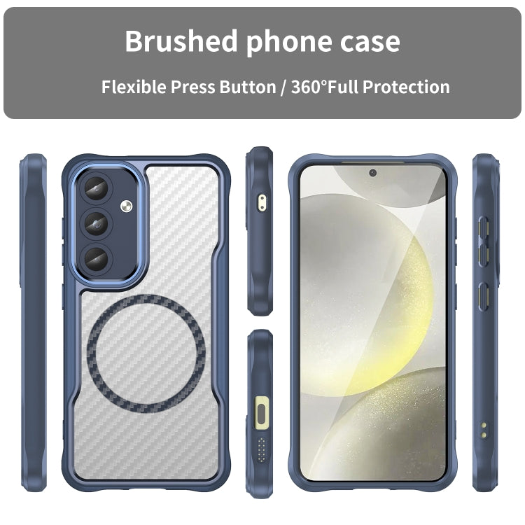 For Samsung Galaxy S25 5G Carbon Fiber Texture MagSafe Translucent Phone Case