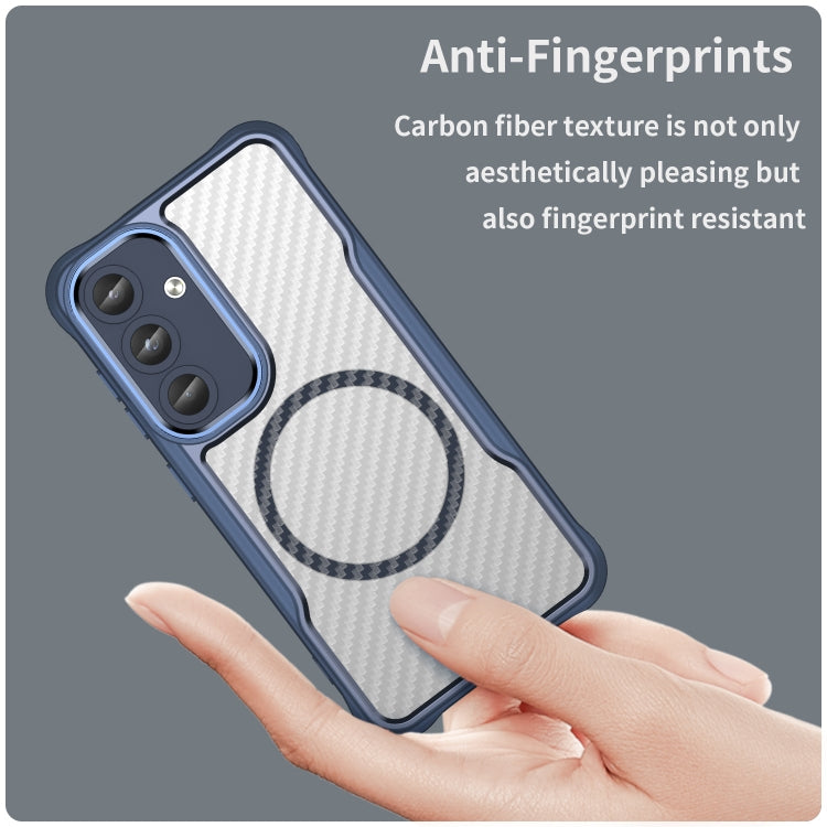For Samsung Galaxy S25 5G Carbon Fiber Texture MagSafe Translucent Phone Case