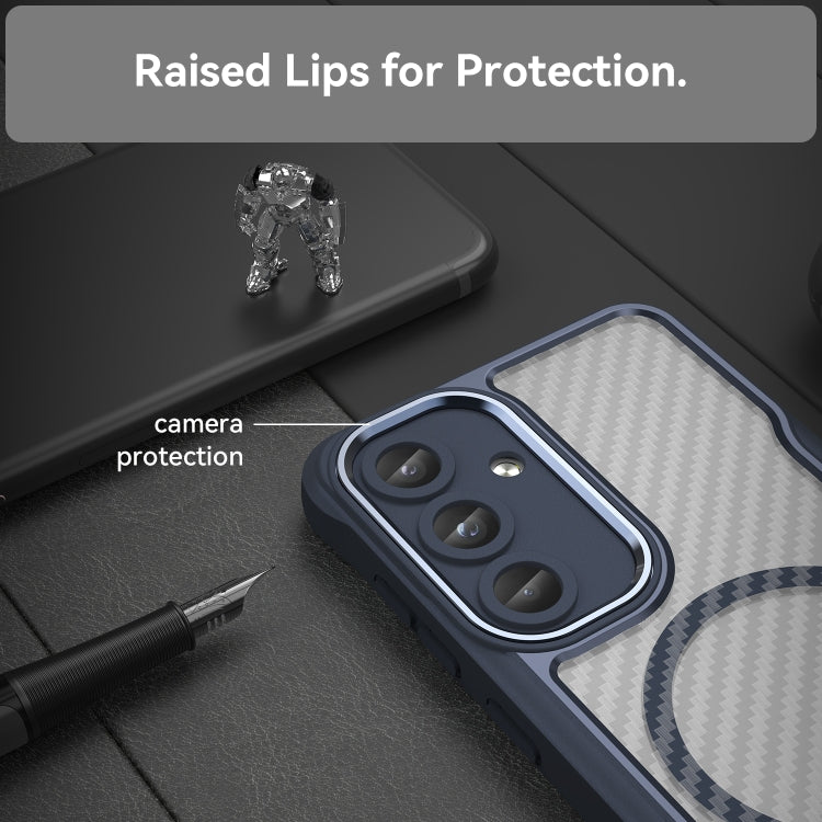 For Samsung Galaxy S25 5G Carbon Fiber Texture MagSafe Translucent Phone Case