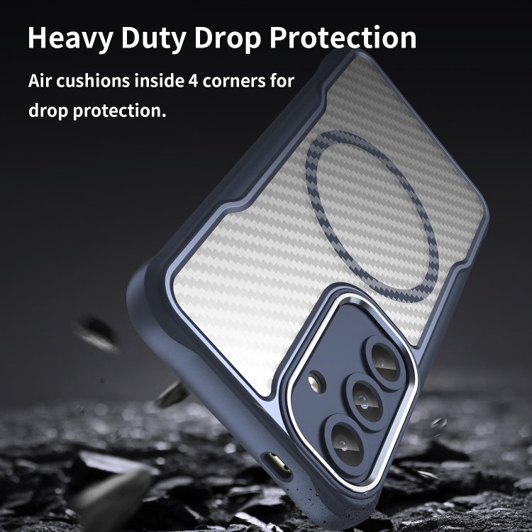 For Samsung Galaxy S25 5G Carbon Fiber Texture MagSafe Translucent Phone Case