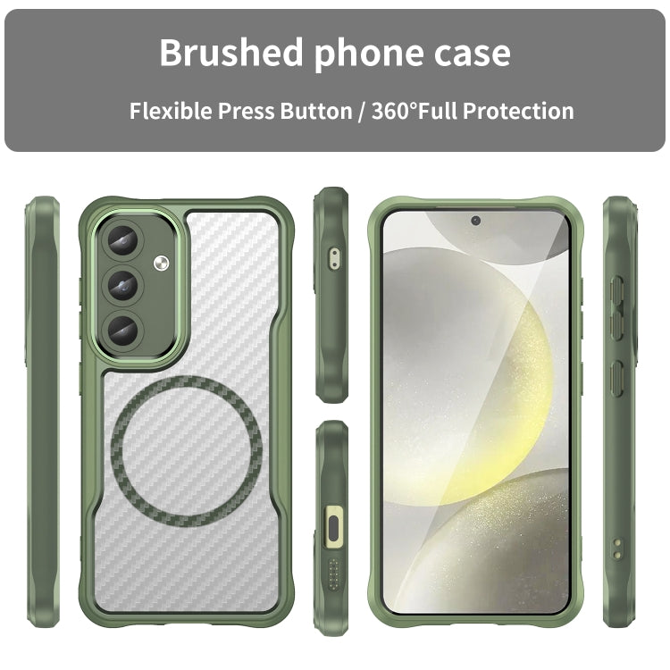 For Samsung Galaxy S25 5G Carbon Fiber Texture MagSafe Translucent Phone Case