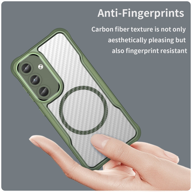 For Samsung Galaxy S25 5G Carbon Fiber Texture MagSafe Translucent Phone Case