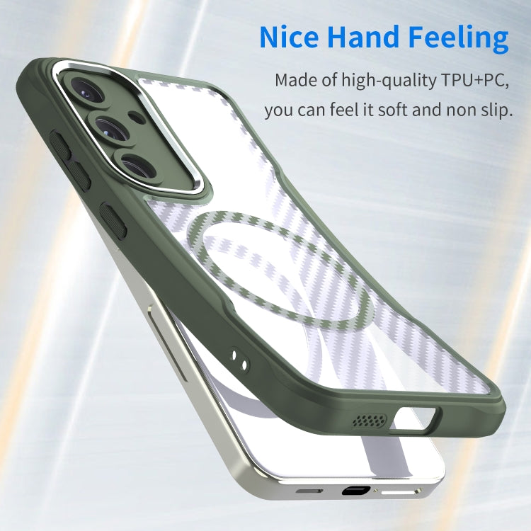 For Samsung Galaxy S25 5G Carbon Fiber Texture MagSafe Translucent Phone Case