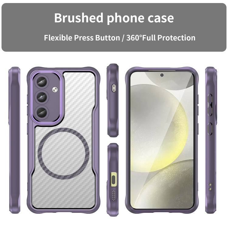For Samsung Galaxy S25 5G Carbon Fiber Texture MagSafe Translucent Phone Case