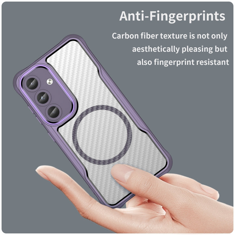 For Samsung Galaxy S25 5G Carbon Fiber Texture MagSafe Translucent Phone Case