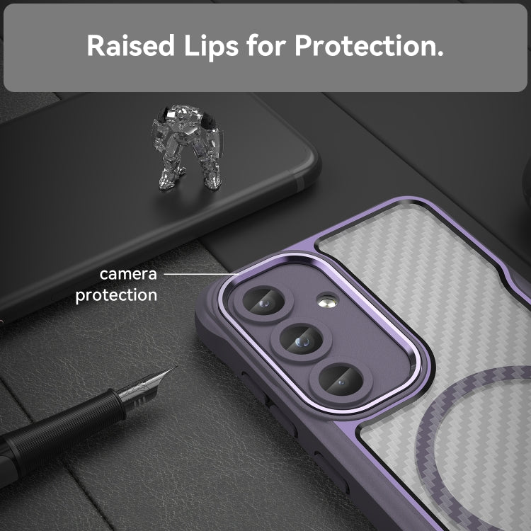 For Samsung Galaxy S25 5G Carbon Fiber Texture MagSafe Translucent Phone Case