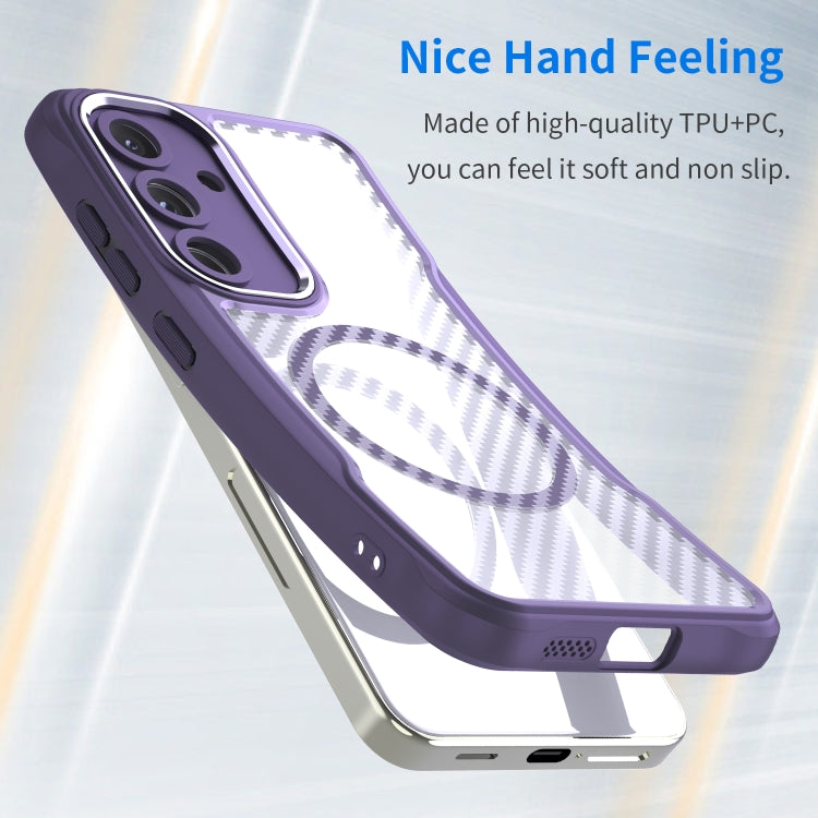 For Samsung Galaxy S25 5G Carbon Fiber Texture MagSafe Translucent Phone Case