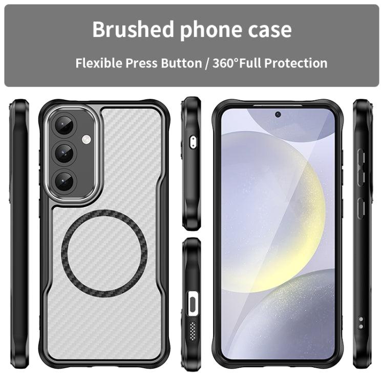 For Samsung Galaxy S25+ 5G Carbon Fiber Texture MagSafe Translucent Phone Case