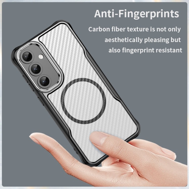 For Samsung Galaxy S25+ 5G Carbon Fiber Texture MagSafe Translucent Phone Case