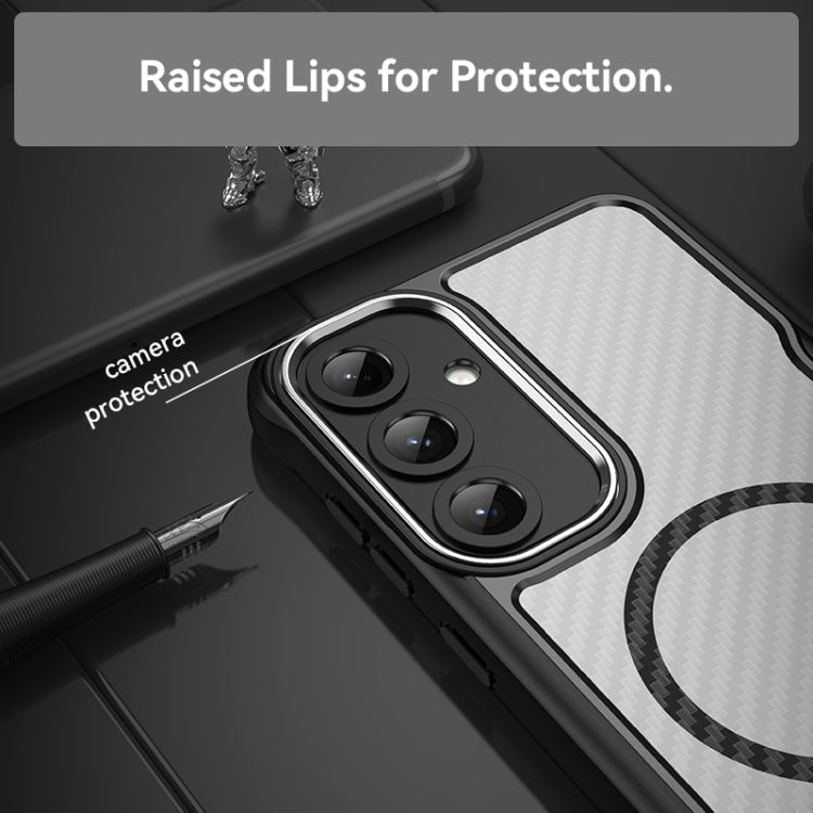 For Samsung Galaxy S25+ 5G Carbon Fiber Texture MagSafe Translucent Phone Case
