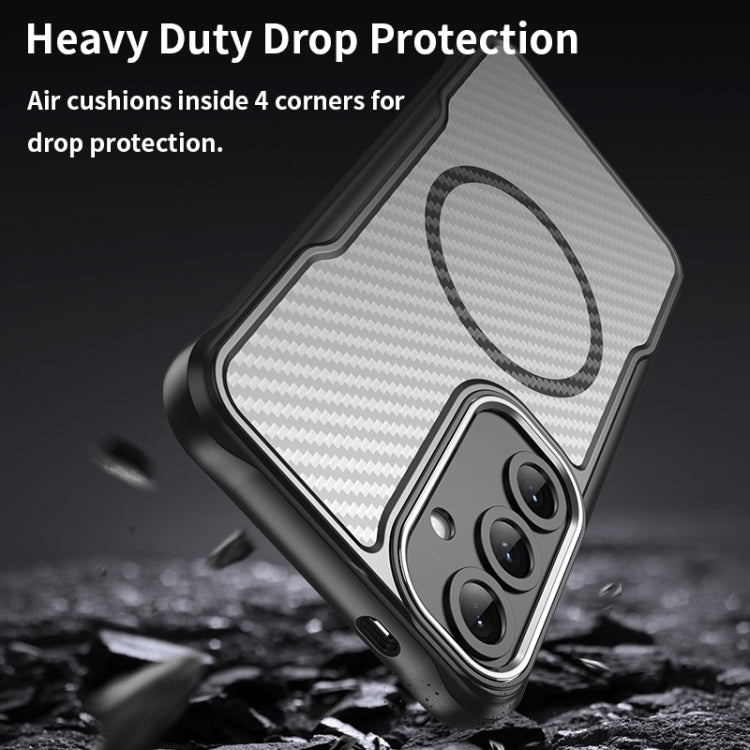 For Samsung Galaxy S25+ 5G Carbon Fiber Texture MagSafe Translucent Phone Case