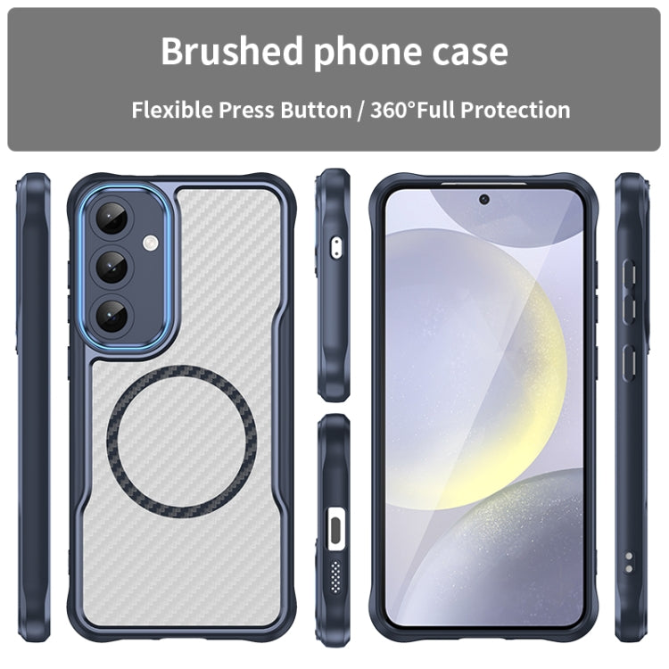 For Samsung Galaxy S25+ 5G Carbon Fiber Texture MagSafe Translucent Phone Case