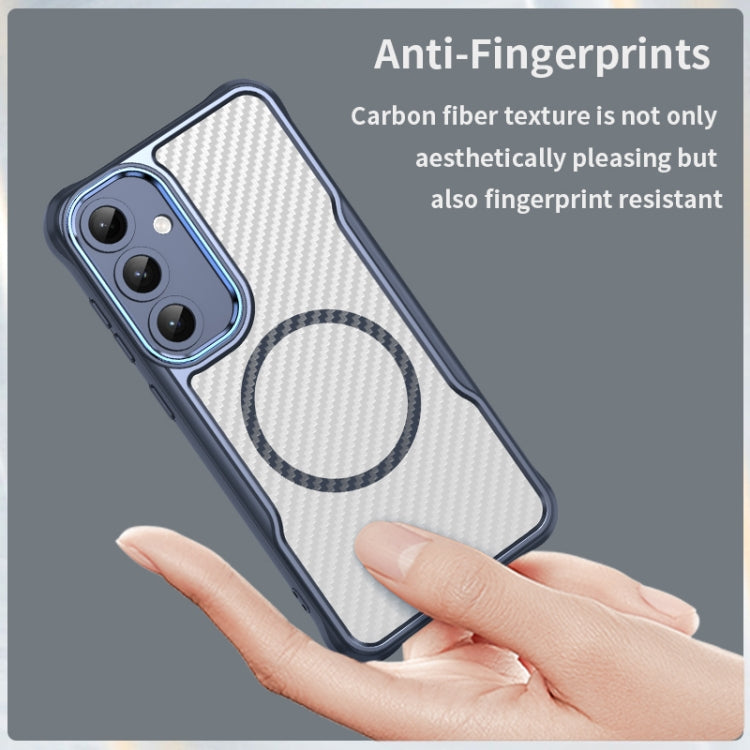 For Samsung Galaxy S25+ 5G Carbon Fiber Texture MagSafe Translucent Phone Case