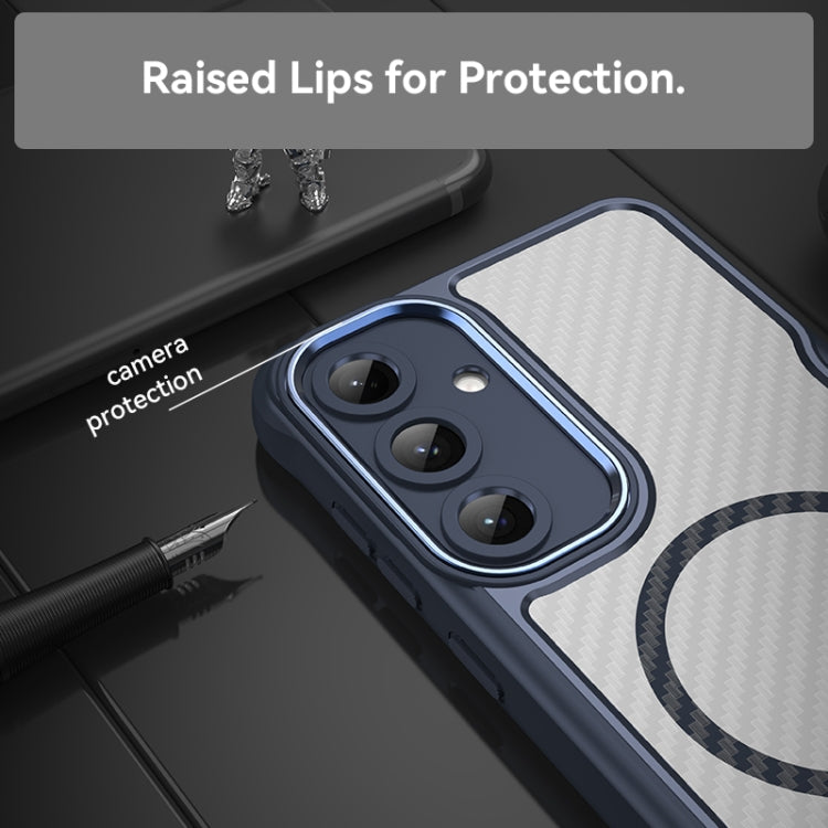 For Samsung Galaxy S25+ 5G Carbon Fiber Texture MagSafe Translucent Phone Case