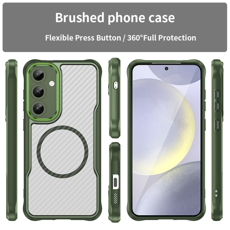For Samsung Galaxy S25+ 5G Carbon Fiber Texture MagSafe Translucent Phone Case