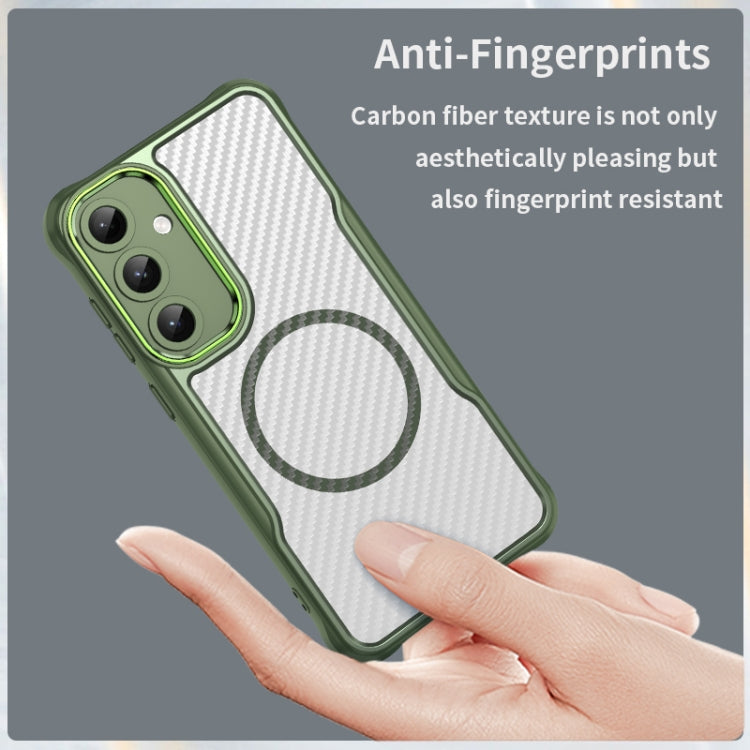 For Samsung Galaxy S25+ 5G Carbon Fiber Texture MagSafe Translucent Phone Case
