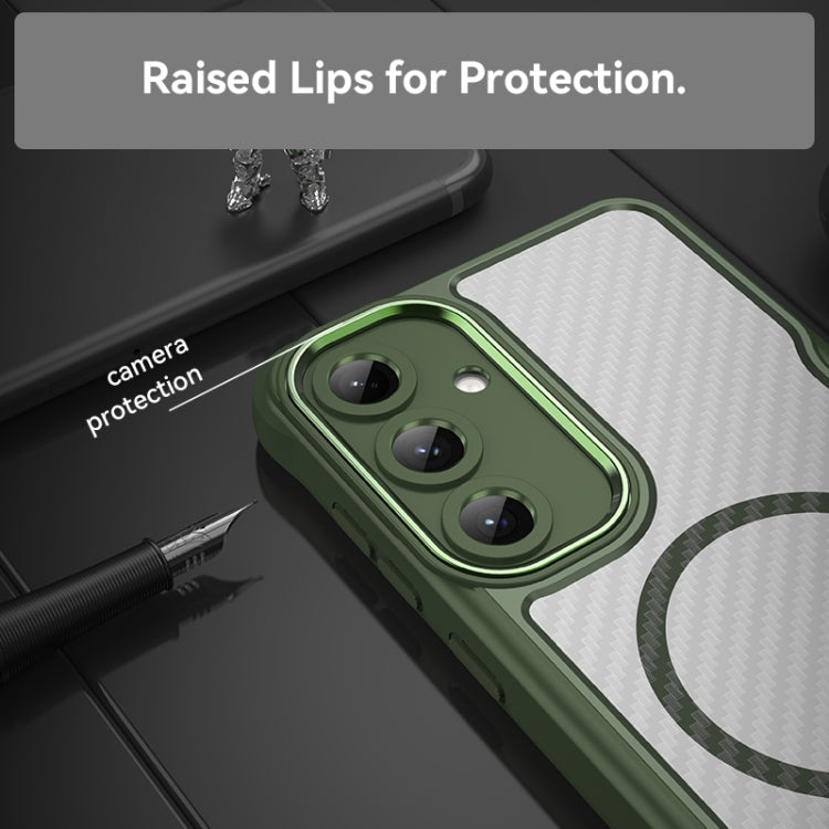 For Samsung Galaxy S25+ 5G Carbon Fiber Texture MagSafe Translucent Phone Case