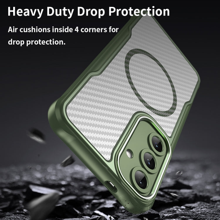 For Samsung Galaxy S25+ 5G Carbon Fiber Texture MagSafe Translucent Phone Case
