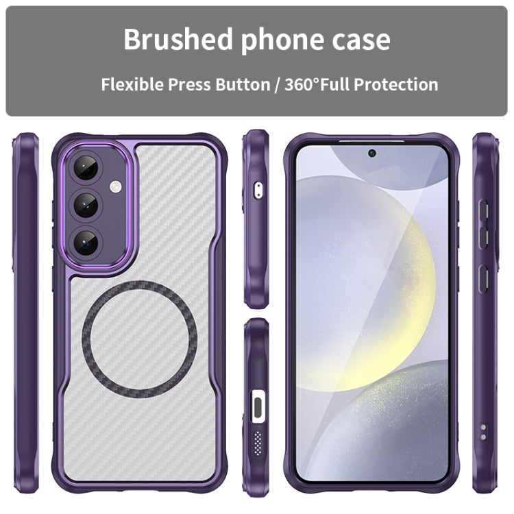 For Samsung Galaxy S25+ 5G Carbon Fiber Texture MagSafe Translucent Phone Case