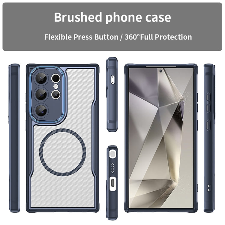 For Samsung Galaxy S25 Ultra 5G Carbon Fiber Texture MagSafe Translucent Phone Case