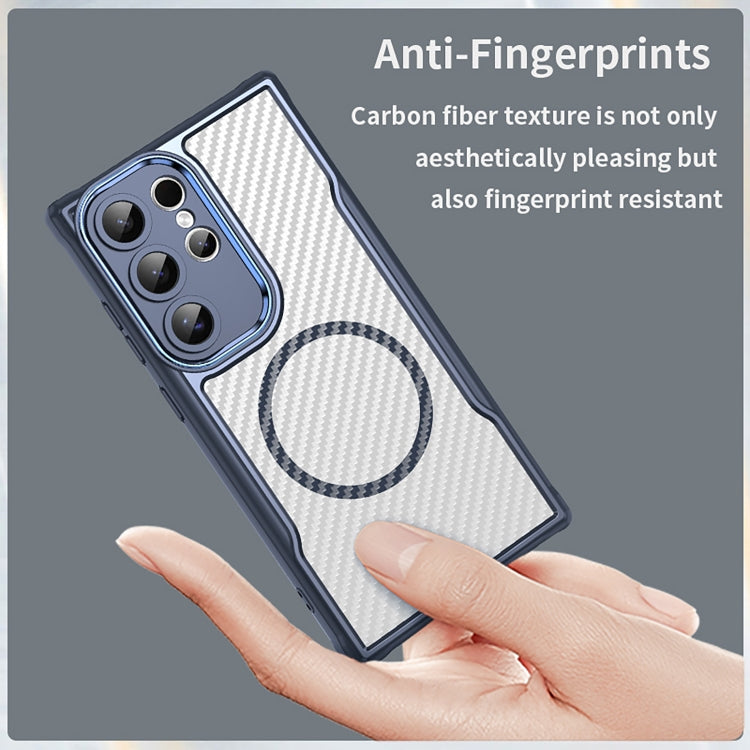 For Samsung Galaxy S25 Ultra 5G Carbon Fiber Texture MagSafe Translucent Phone Case