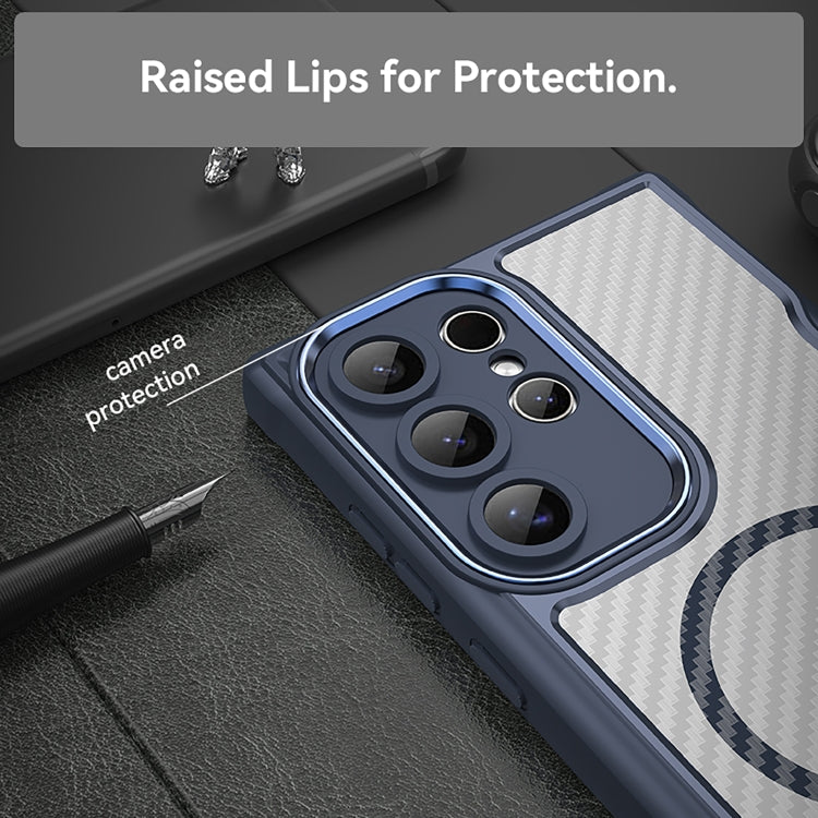For Samsung Galaxy S25 Ultra 5G Carbon Fiber Texture MagSafe Translucent Phone Case