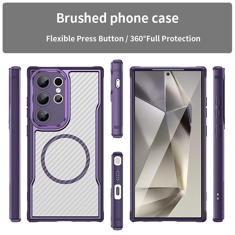 For Samsung Galaxy S25 Ultra 5G Carbon Fiber Texture MagSafe Translucent Phone Case