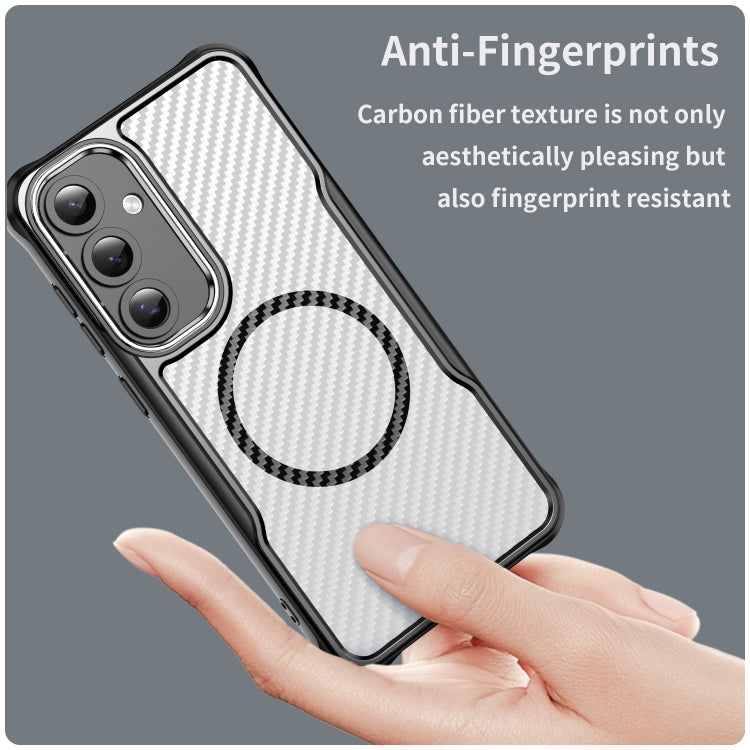 For Samsung Galaxy S24 5G Carbon Fiber Texture MagSafe Translucent Phone Case