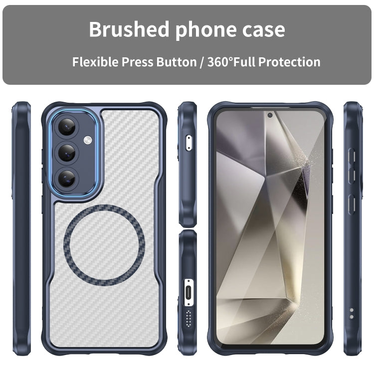For Samsung Galaxy S24 5G Carbon Fiber Texture MagSafe Translucent Phone Case
