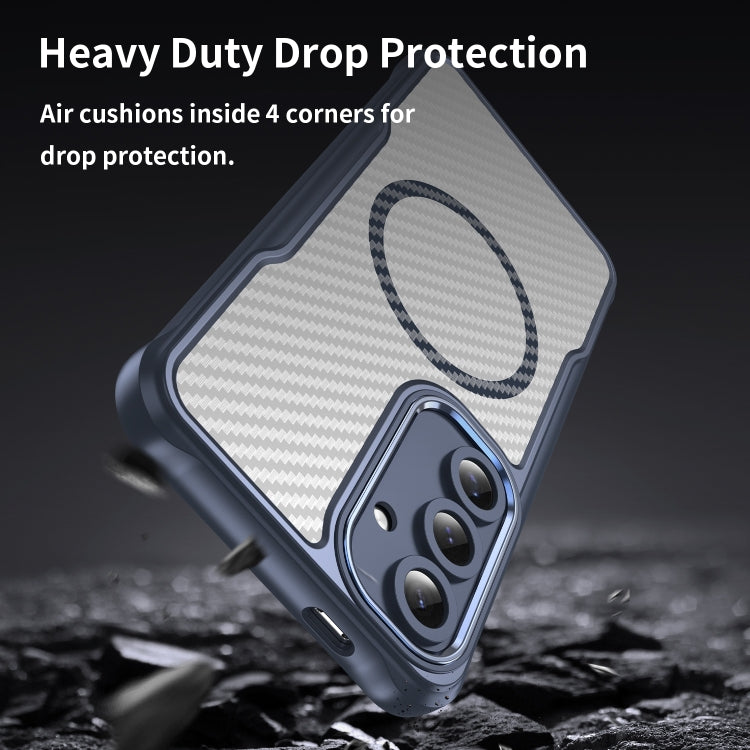 For Samsung Galaxy S24 5G Carbon Fiber Texture MagSafe Translucent Phone Case