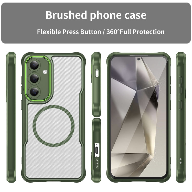 For Samsung Galaxy S24 5G Carbon Fiber Texture MagSafe Translucent Phone Case