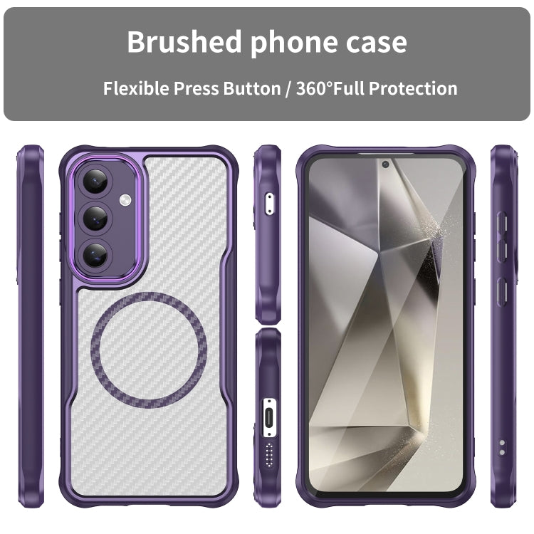For Samsung Galaxy S24 5G Carbon Fiber Texture MagSafe Translucent Phone Case