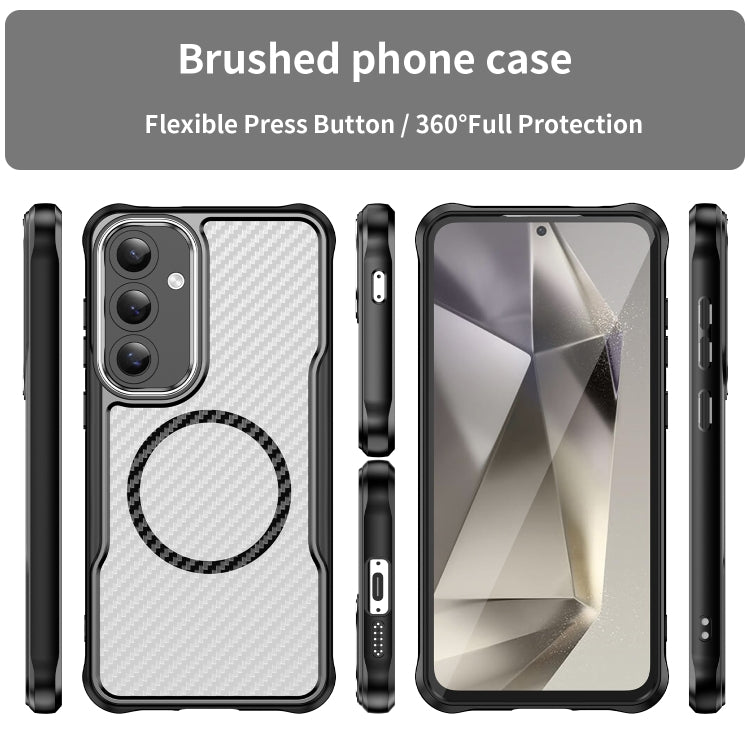 For Samsung Galaxy S24+ 5G Carbon Fiber Texture MagSafe Translucent Phone Case