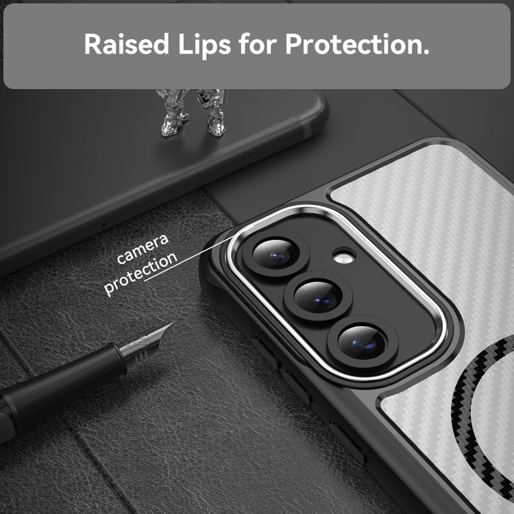 For Samsung Galaxy S24+ 5G Carbon Fiber Texture MagSafe Translucent Phone Case