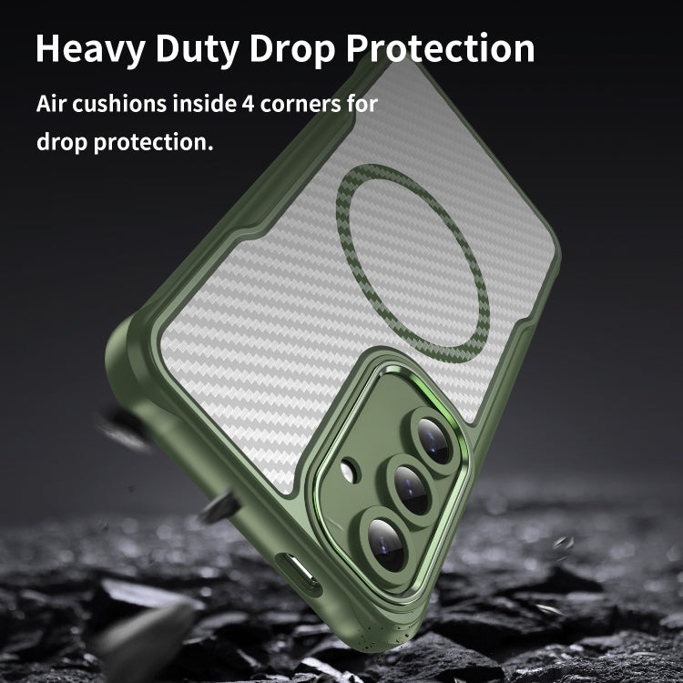For Samsung Galaxy S24+ 5G Carbon Fiber Texture MagSafe Translucent Phone Case