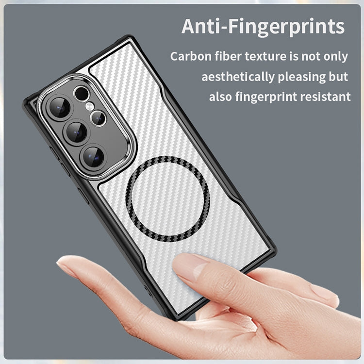 For Samsung Galaxy S24 Ultra 5G Carbon Fiber Texture MagSafe Translucent Phone Case