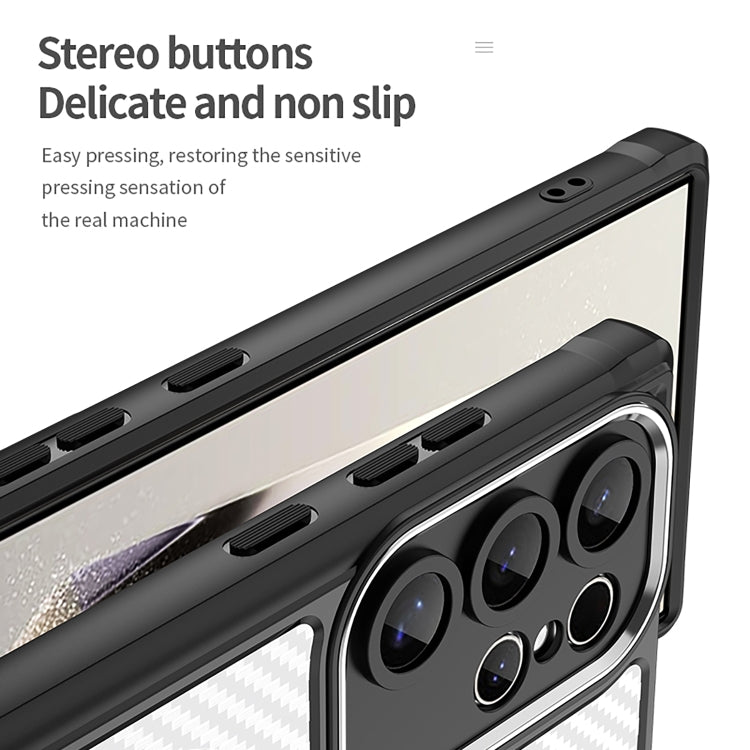 For Samsung Galaxy S24 Ultra 5G Carbon Fiber Texture MagSafe Translucent Phone Case