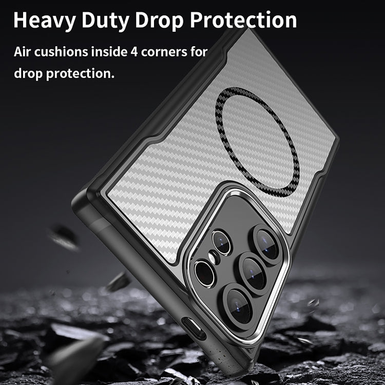 For Samsung Galaxy S24 Ultra 5G Carbon Fiber Texture MagSafe Translucent Phone Case