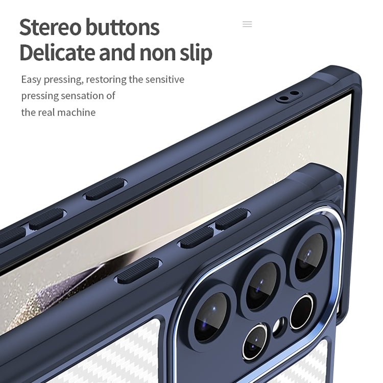 For Samsung Galaxy S24 Ultra 5G Carbon Fiber Texture MagSafe Translucent Phone Case