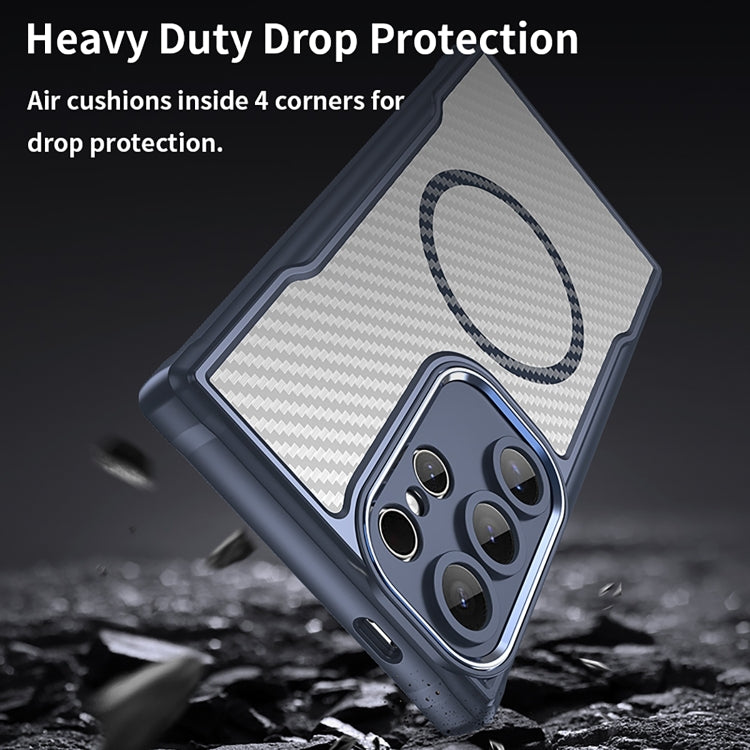 For Samsung Galaxy S24 Ultra 5G Carbon Fiber Texture MagSafe Translucent Phone Case
