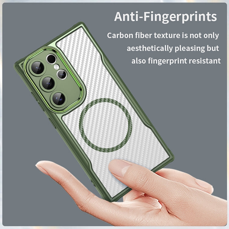 For Samsung Galaxy S24 Ultra 5G Carbon Fiber Texture MagSafe Translucent Phone Case