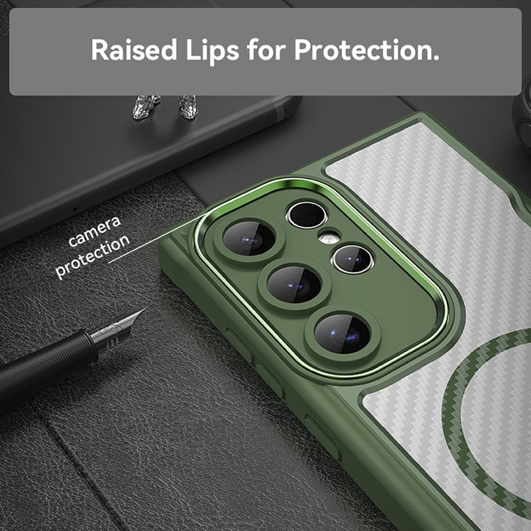 For Samsung Galaxy S24 Ultra 5G Carbon Fiber Texture MagSafe Translucent Phone Case