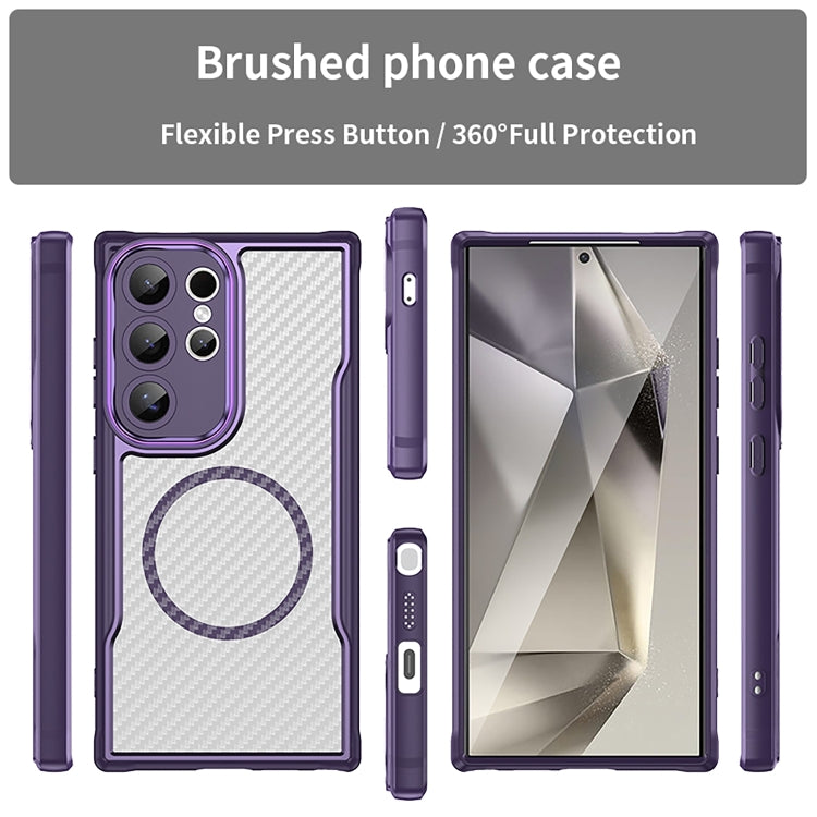 For Samsung Galaxy S24 Ultra 5G Carbon Fiber Texture MagSafe Translucent Phone Case